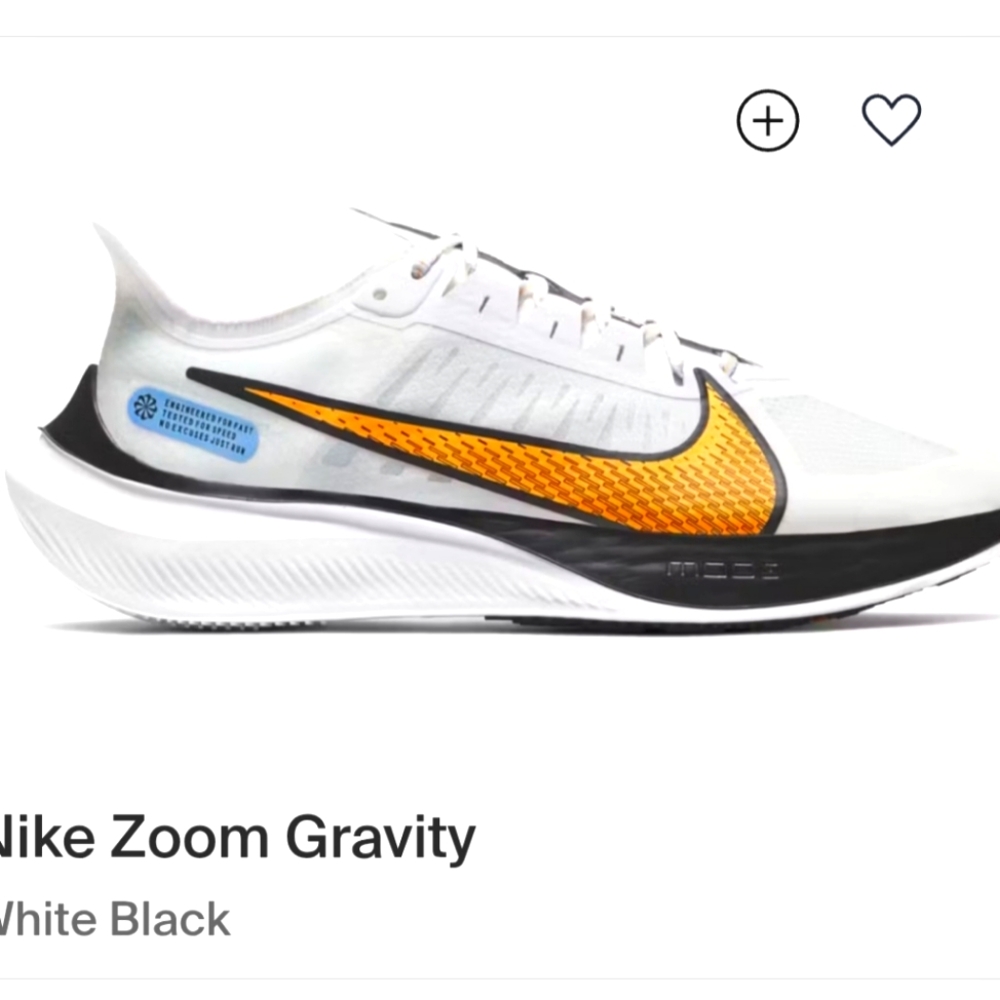 NWOT Nike Zoom Gravity Men's Running Shoes - White and Black